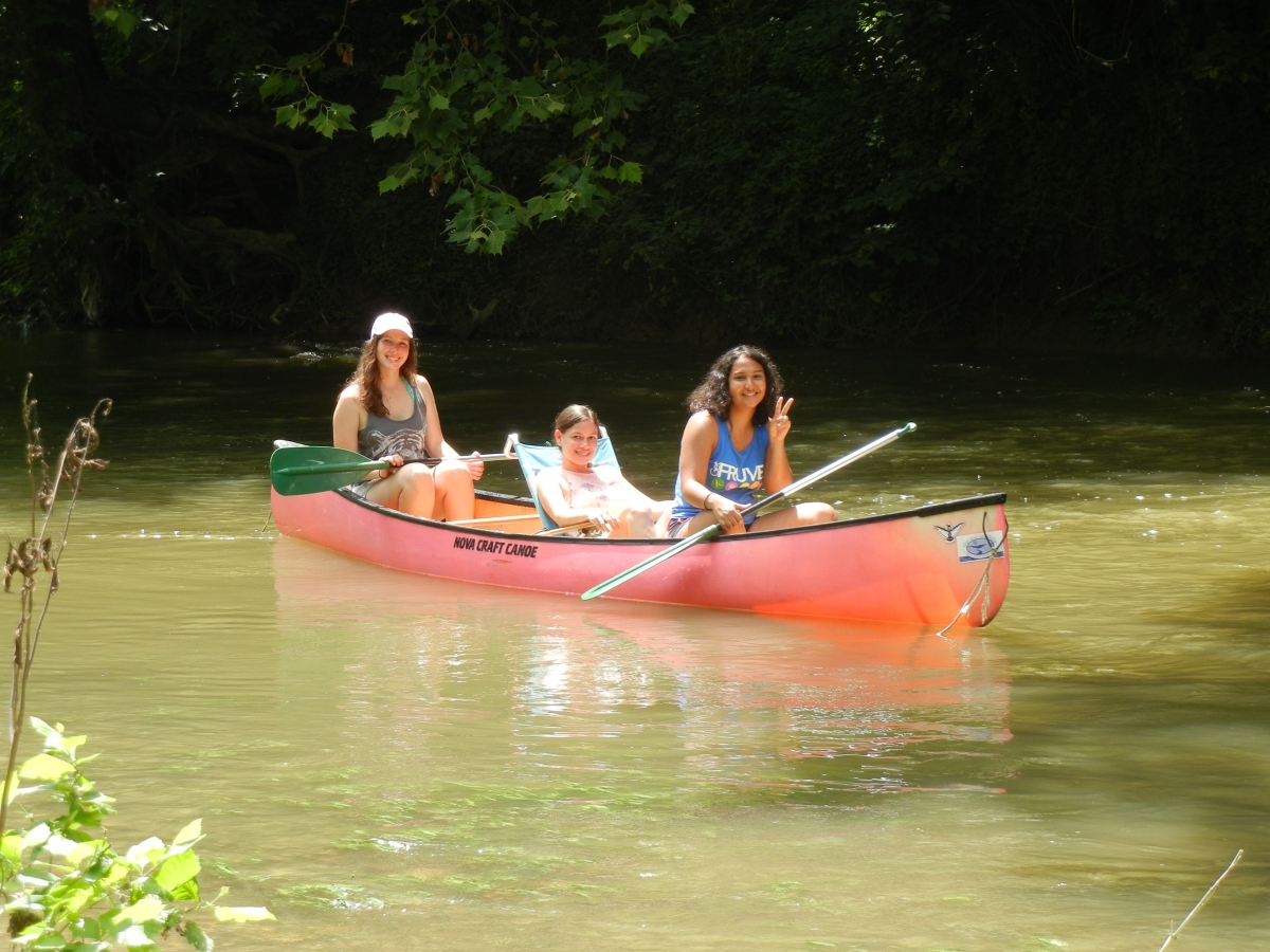 Photo of students in a canoe