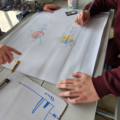 AFDA students comparing pie charts analyzing soil pH