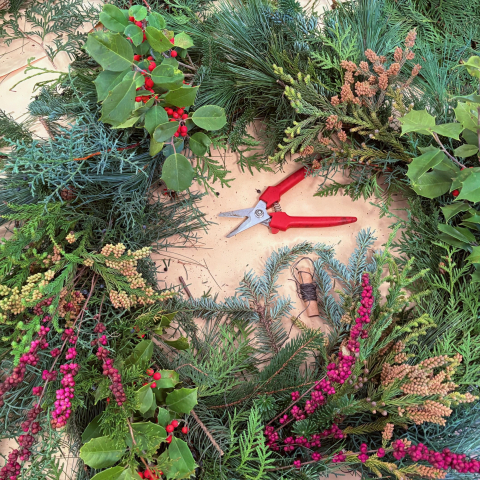 Wreath making at Blandy.